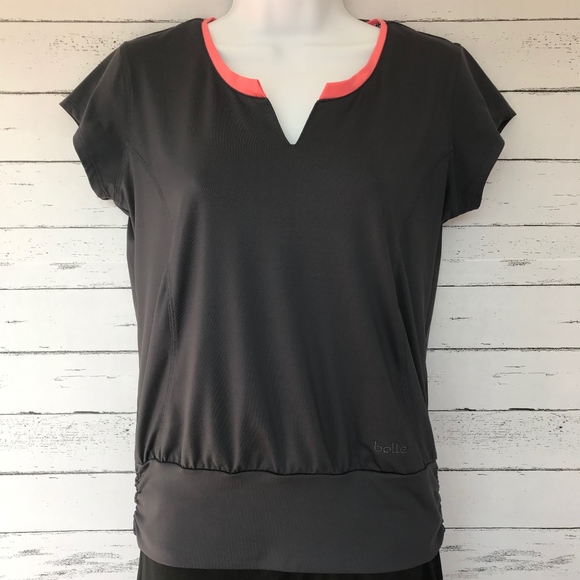 bolle Tops - Bolle Dark Grey Tennis Top with Coral Trim